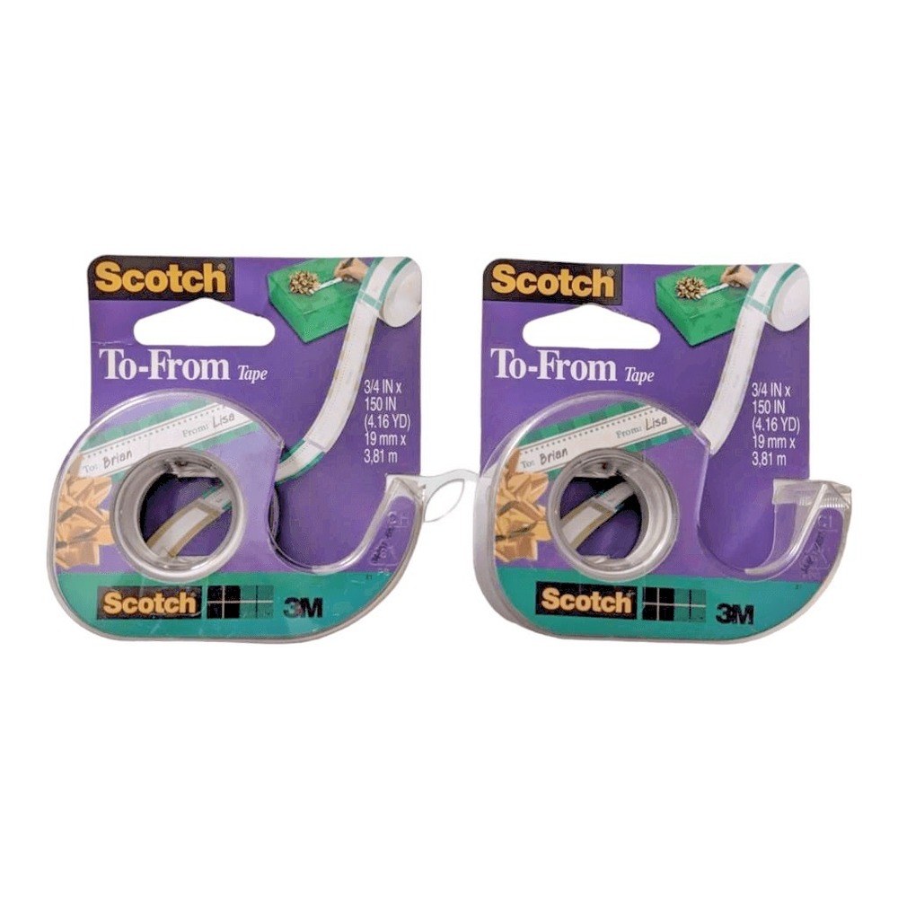 3M Scotch To-From Tape Lot of 2 Gift‎ Wrapping Discontinued Holiday Christmas